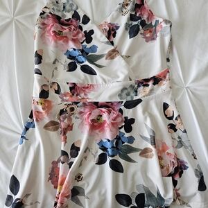 VENUS Floral Print Dress with Pink and Blue Accents